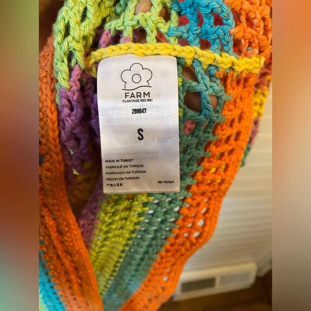 Farm Rio Multicolor Crocheted Cotton Dress NWOT Small - Picture 7 of 14